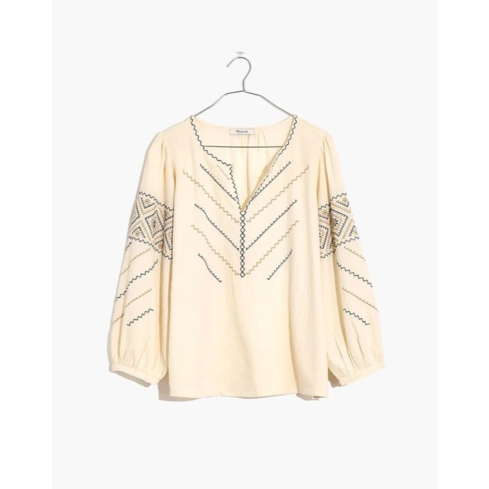 Madewell Embroidered Peasant Top